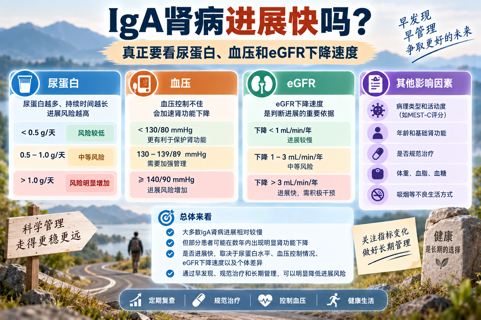 IgA肾病进展快吗？真正要看尿蛋白、血压和eGFR下降速度