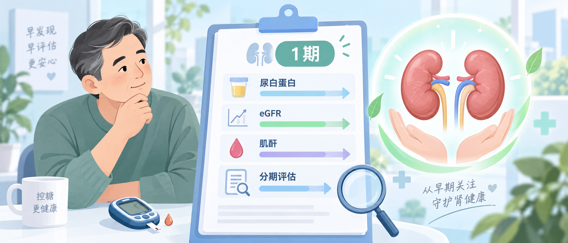 糖尿病肾病1期｜尿白蛋白、eGFR、肌酐和分期评估怎么看？