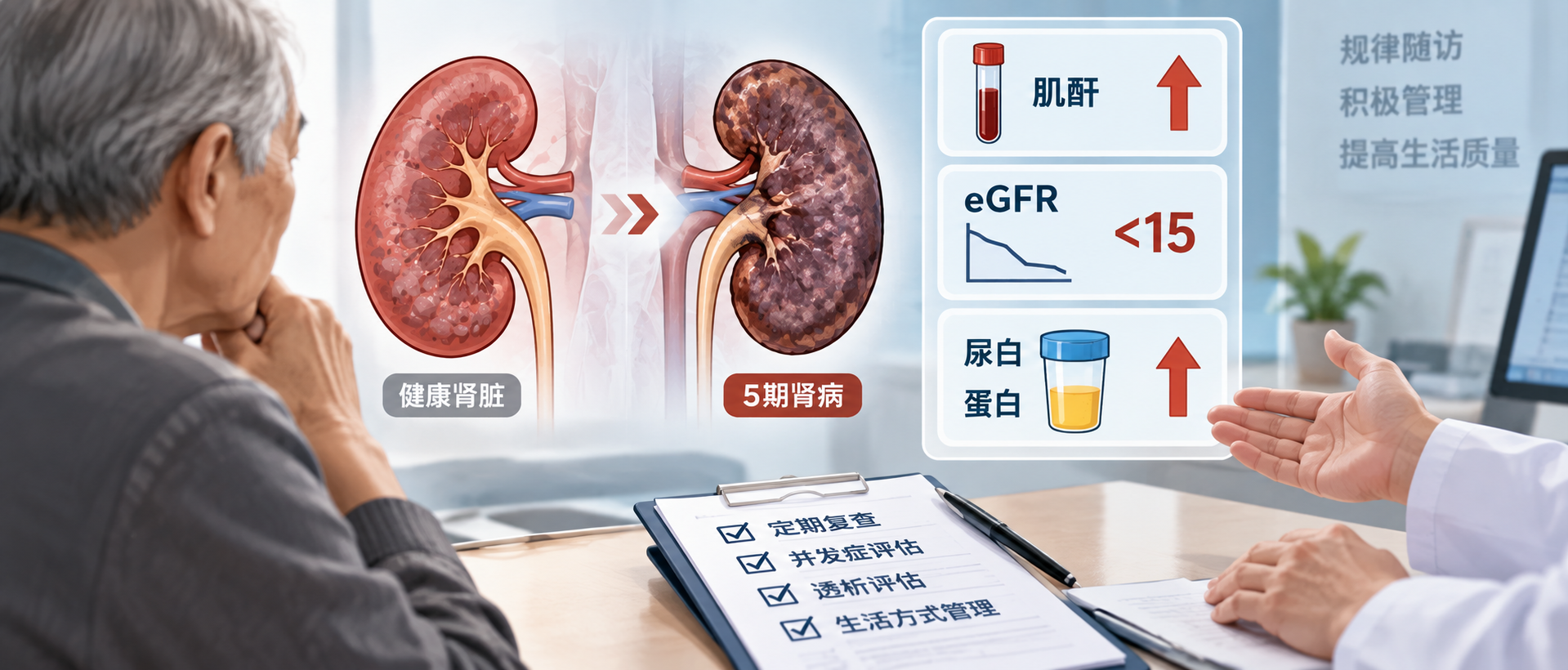 eGFR低于15怎么办？糖尿病肾病5期的检查和随访重点