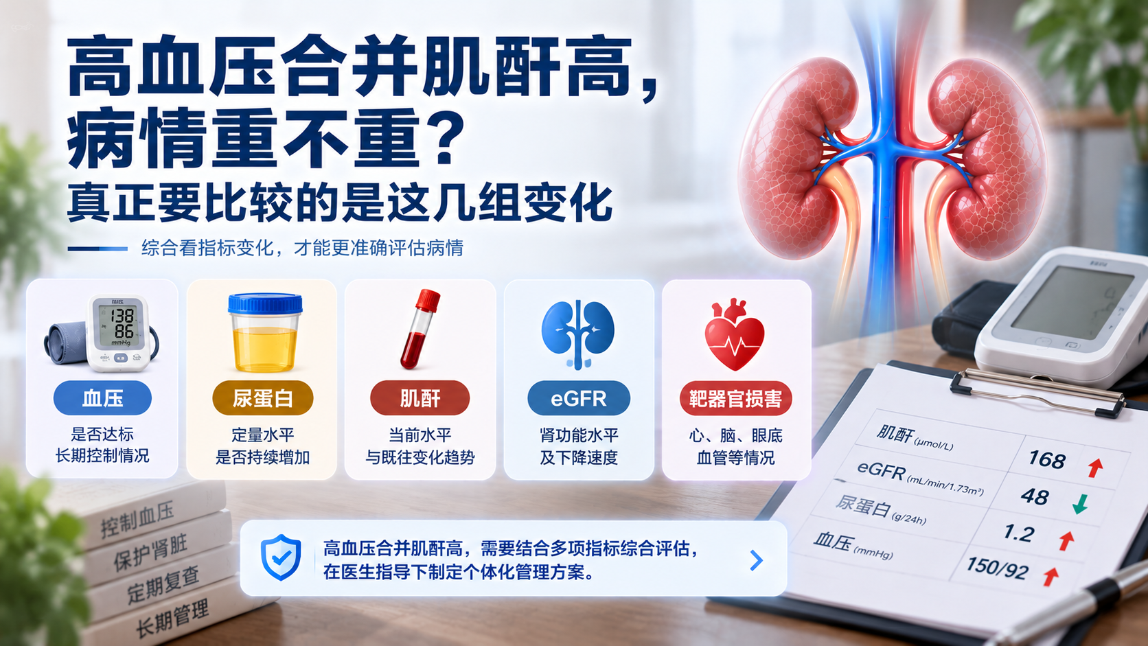 高血压合并肌酐高，病情重不重？真正要比较的是这几组变化