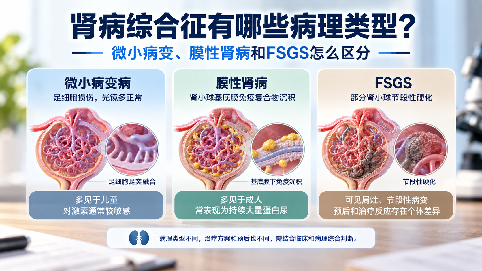 肾病综合征有哪些病理类型？微小病变、膜性肾病和FSGS怎么区分
