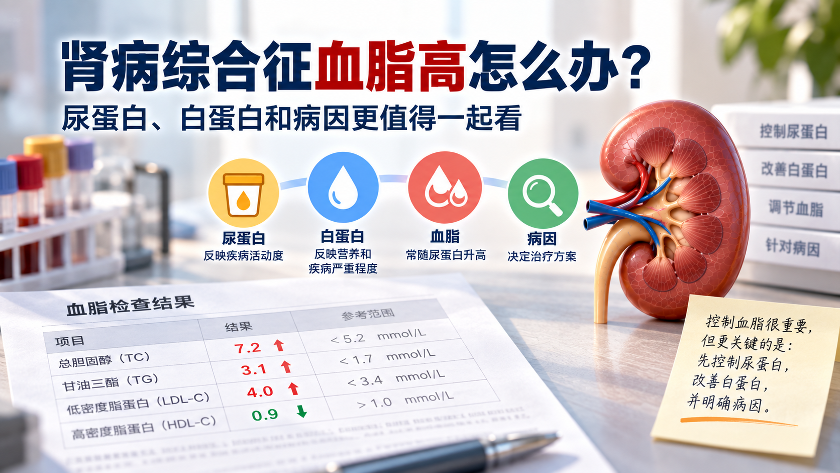 肾病综合征血脂高怎么办？尿蛋白、白蛋白和病因更值得一起看
