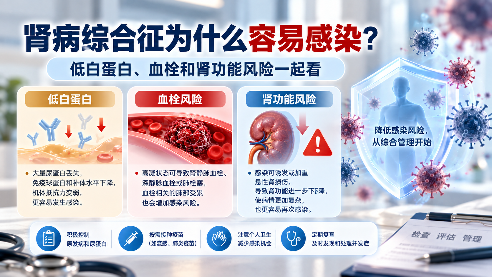 肾病综合征为什么容易感染？低白蛋白、血栓和肾功能风险一起看