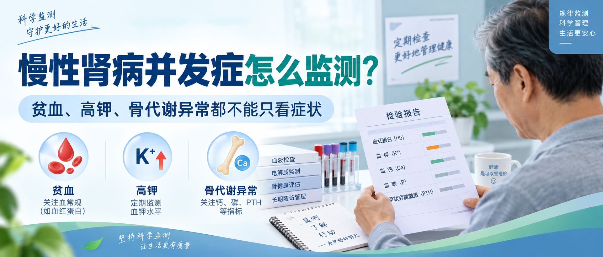慢性肾病并发症怎么监测？贫血、高钾、骨代谢异常都不能只看症状