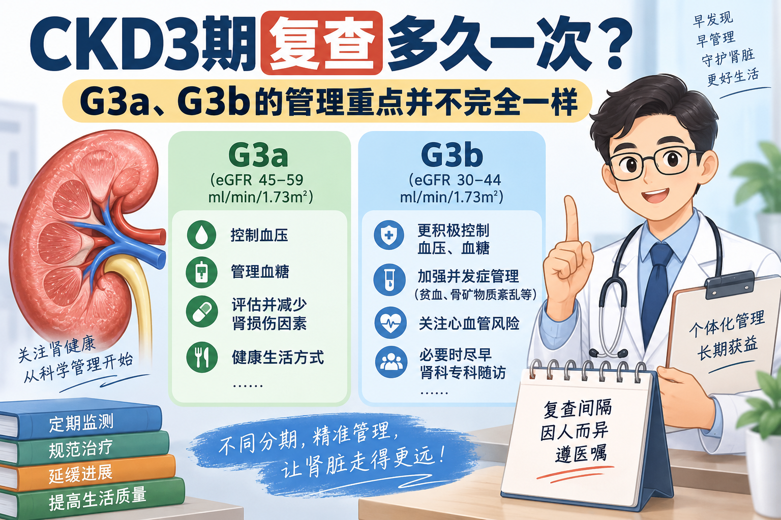 CKD3期复查多久一次？G3a、G3b的管理重点并不完全一样