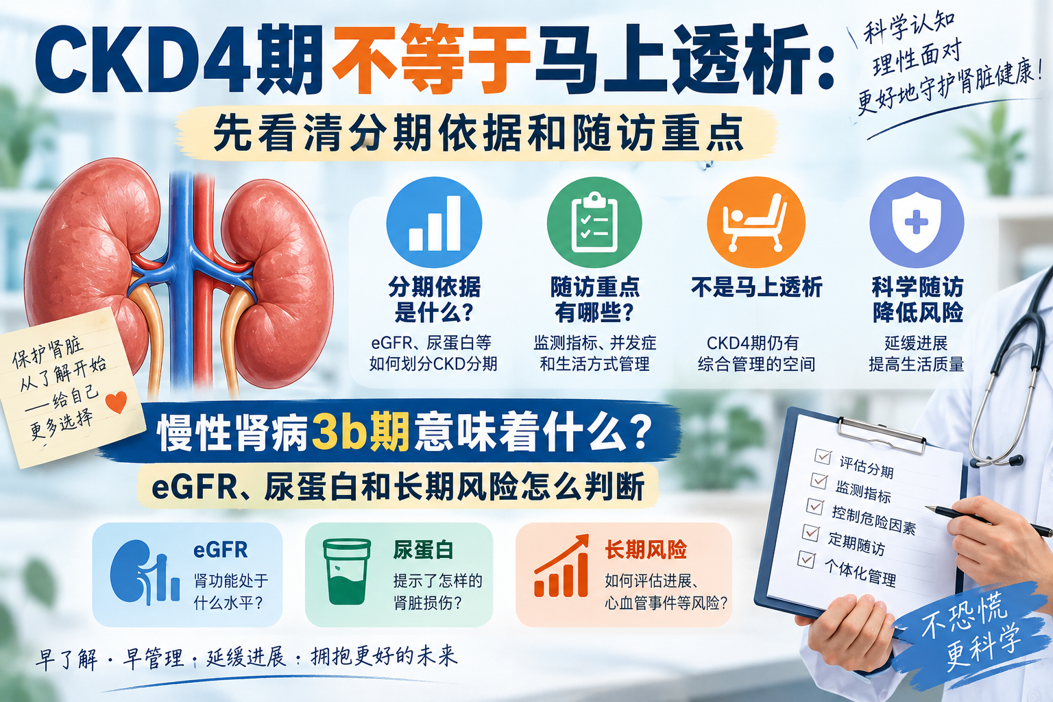 慢性肾病3b期意味着什么？eGFR、尿蛋白和长期风险怎么判断