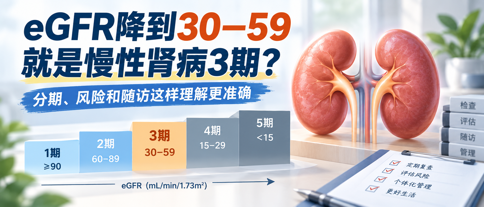eGFR降到30—59就是慢性肾病3期？分期、风险和随访这样理解更准确