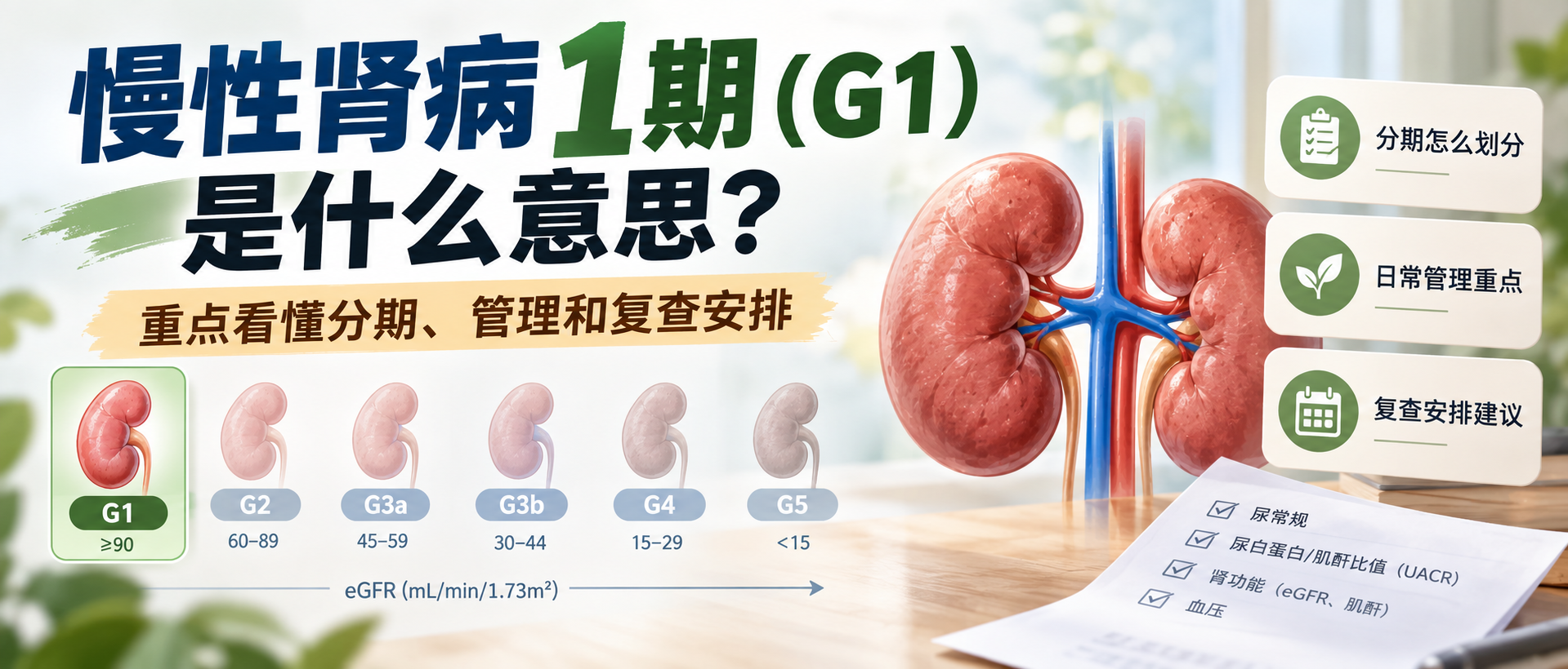 慢性肾病1期（G1）是什么意思？重点看懂分期、管理和复查安排