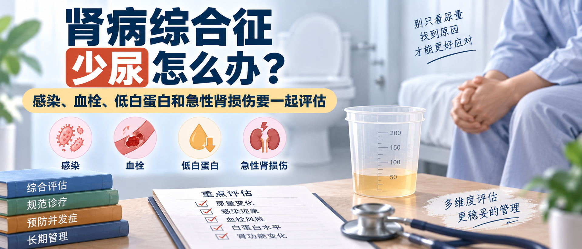 肾病综合征少尿怎么办？感染、血栓、低白蛋白和急性肾损伤要一起评估