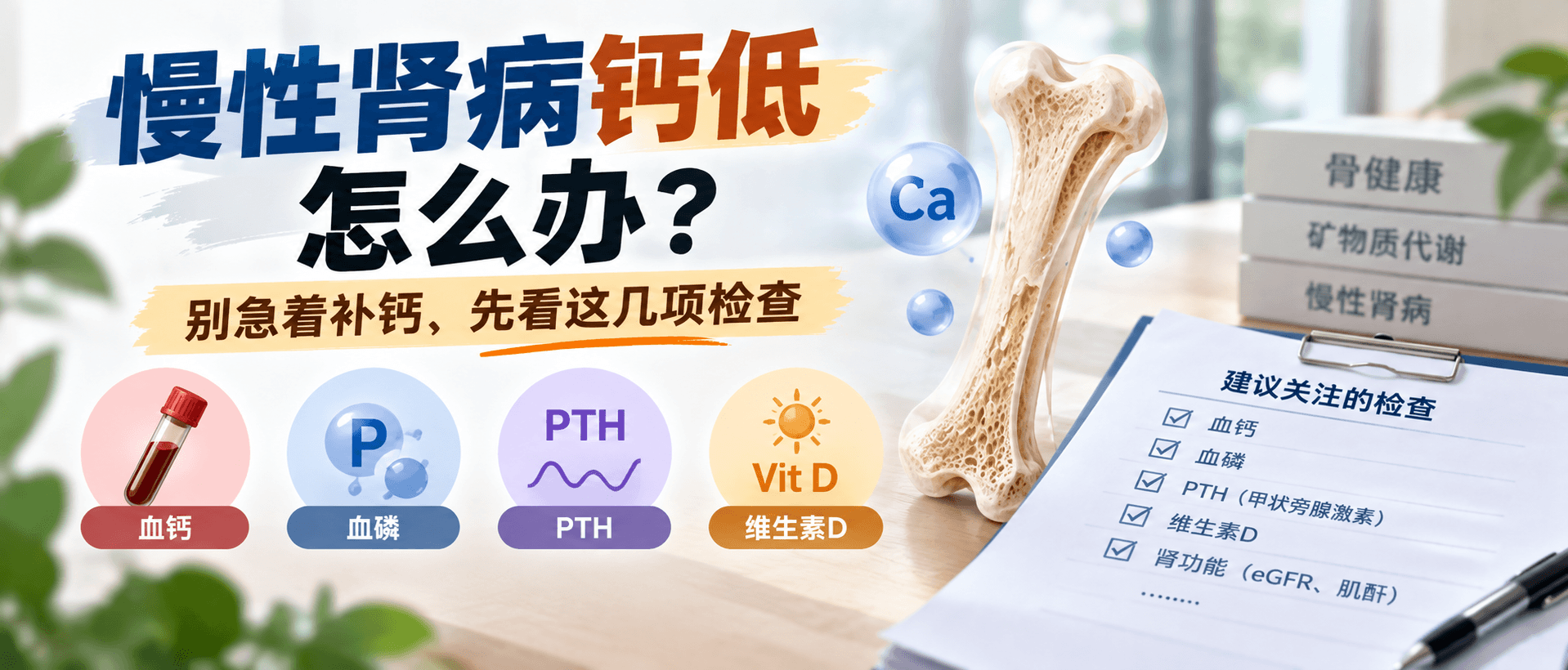 慢性肾病钙低怎么办？别急着补钙，先看这几项检查