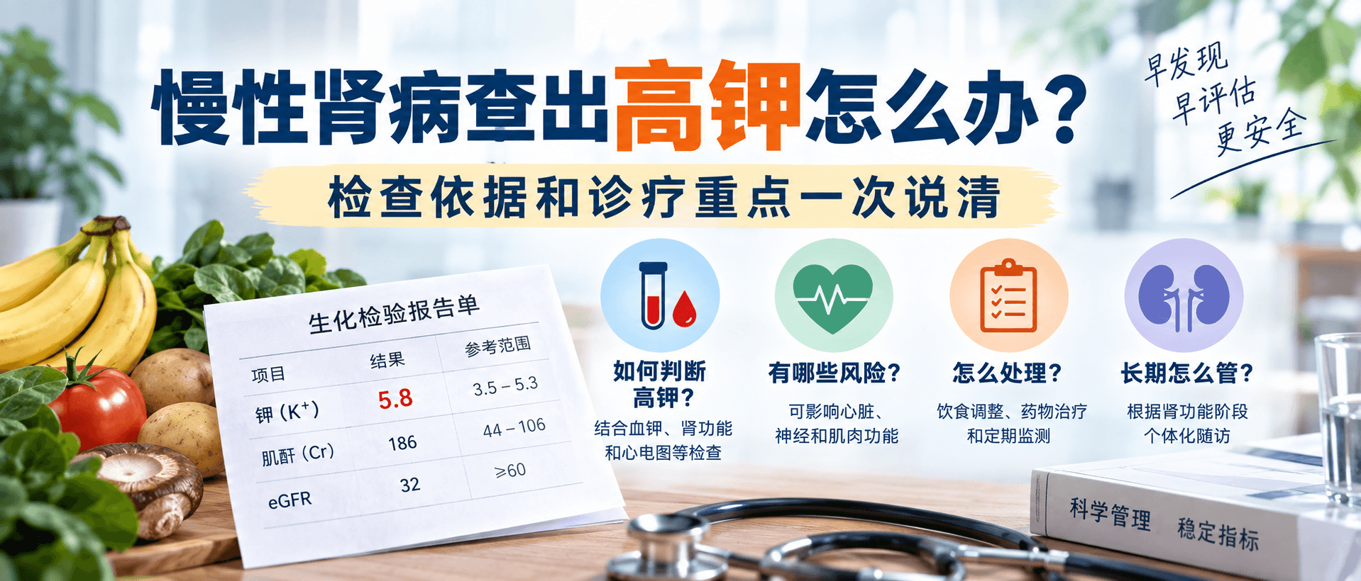 慢性肾病查出高钾怎么办？检查依据和诊疗重点一次说清