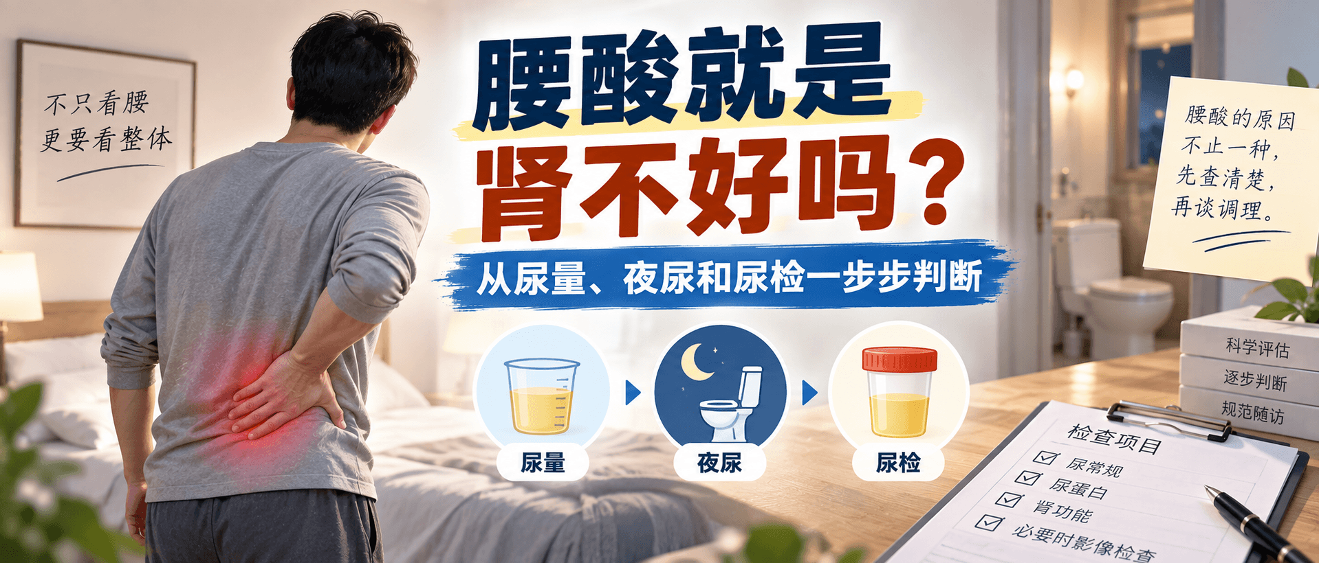 腰酸就是肾不好吗？从尿量、夜尿和尿检一步步判断
