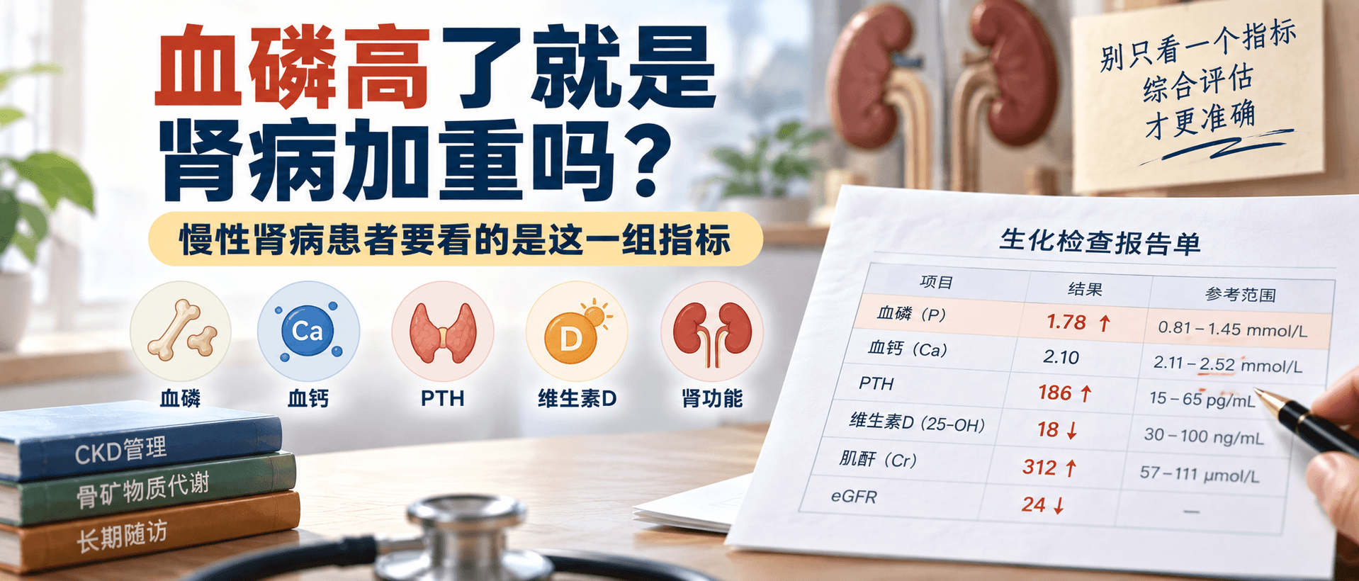 血磷高了就是肾病加重吗？慢性肾病患者要看的是这一组指标