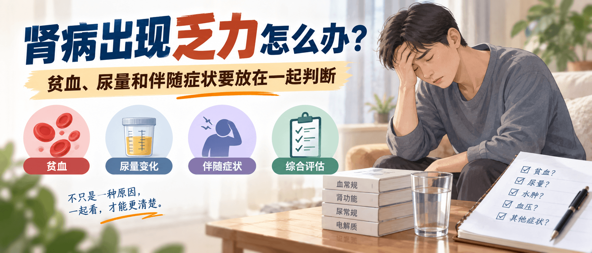 肾病出现乏力怎么办？贫血、尿量和伴随症状要放在一起判断