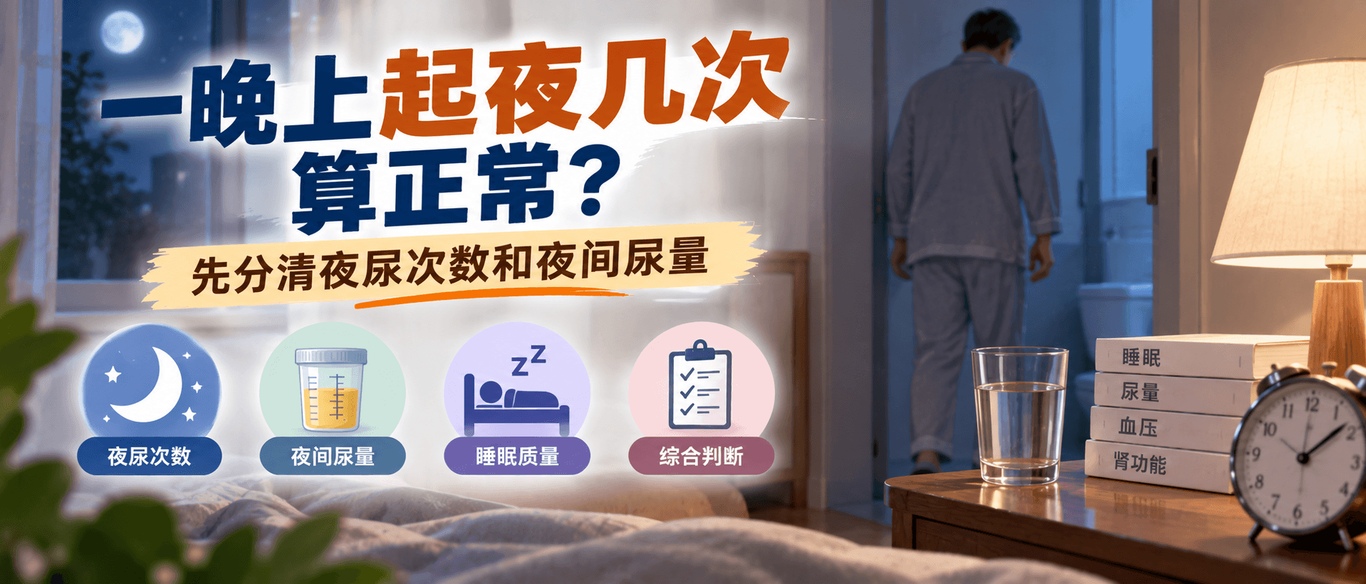一晚上起夜几次算正常？先分清夜尿次数和夜间尿量