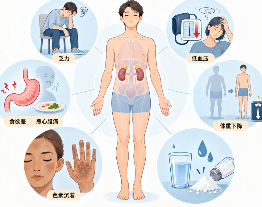 肾上腺皮质功能减退有哪些症状？乏力、低血压之外，这些变化也值得留意