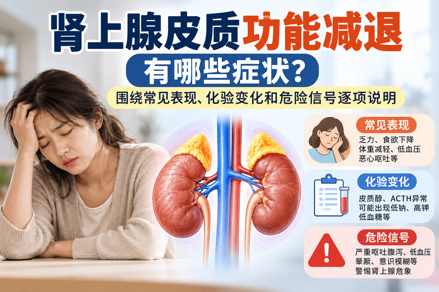 肾上腺皮质功能减退有哪些症状：围绕常见表现、化验变化和危险信号逐项说明