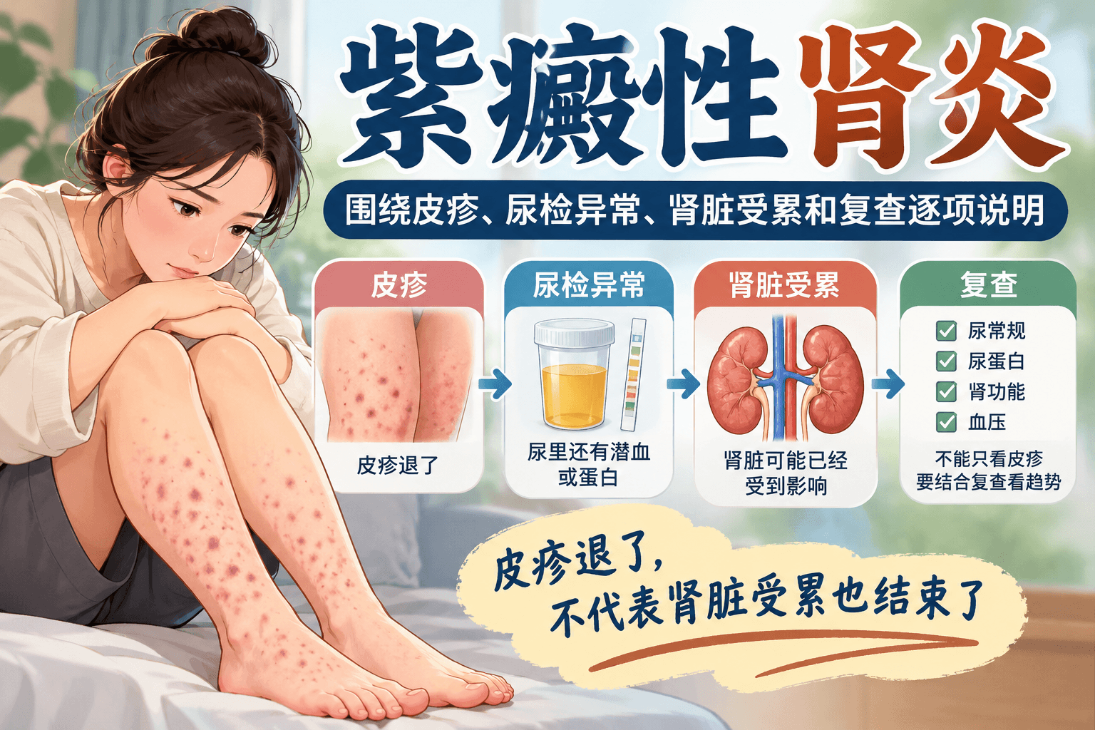 紫癜性肾炎：围绕皮疹、尿检异常、肾脏受累和复查逐项说明