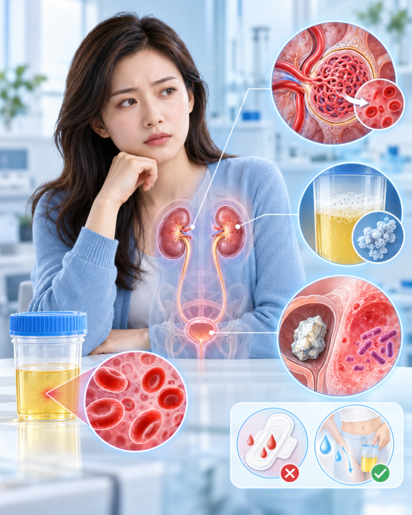 女性尿潜血阳性：围绕红细胞来源、伴随蛋白尿和泌尿系统鉴别逐项说明