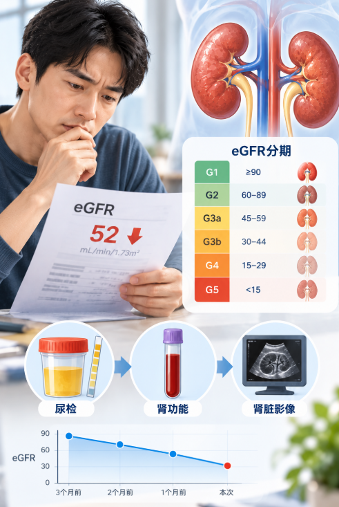 eGFR低于60：先从eGFR分期、变化趋势和复查确认建立管理思路