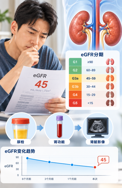eGFR45是什么意思：eGFR分期、变化趋势和复查确认的系统解读