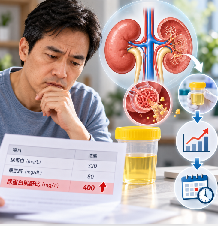 尿蛋白肌酐比升高说明什么？先看留尿、单位和复查趋势