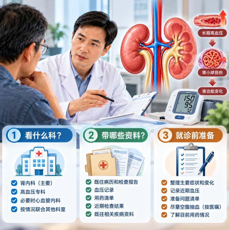 高血压肾病看什么科？科室选择、既往资料和就诊前准备一次讲清