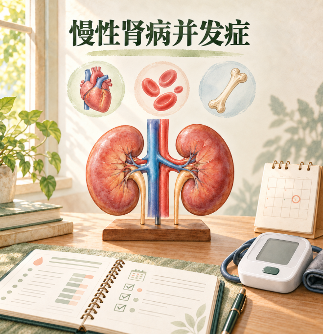 慢性肾病并发症｜重点解读肾功能下降后的常见并发症和监测重点，并说明就医注意事项